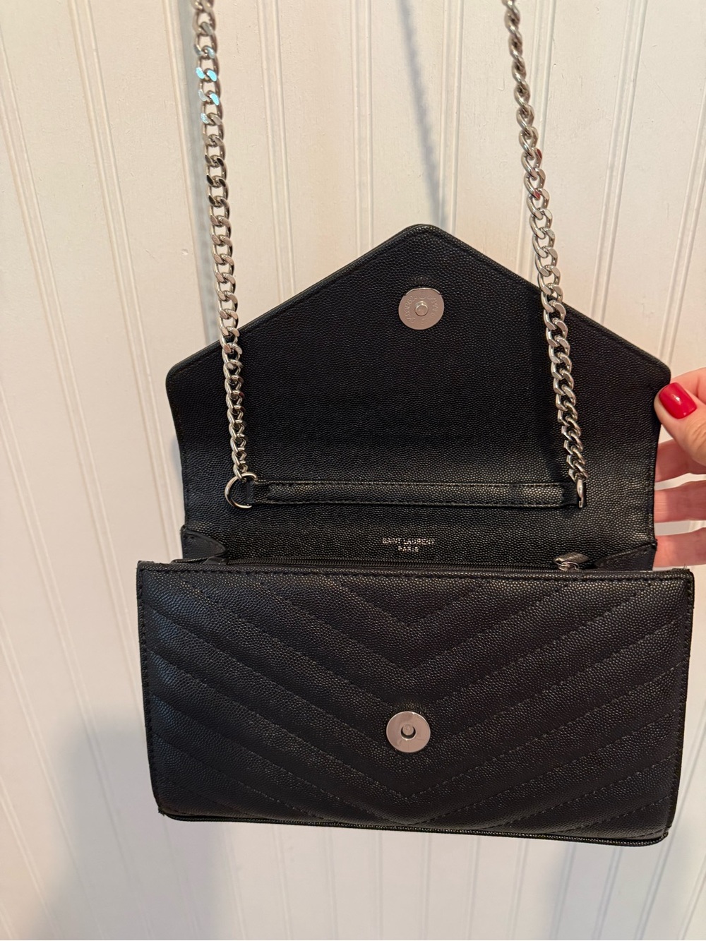 Black Quilted Crossbody Silver Chain - Picture 3 of 14